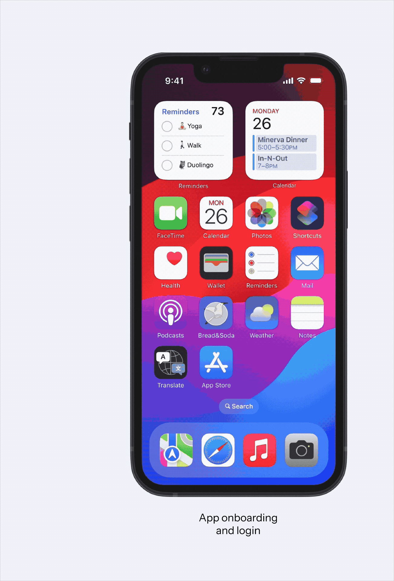 Animated interaction concept for the mobile app