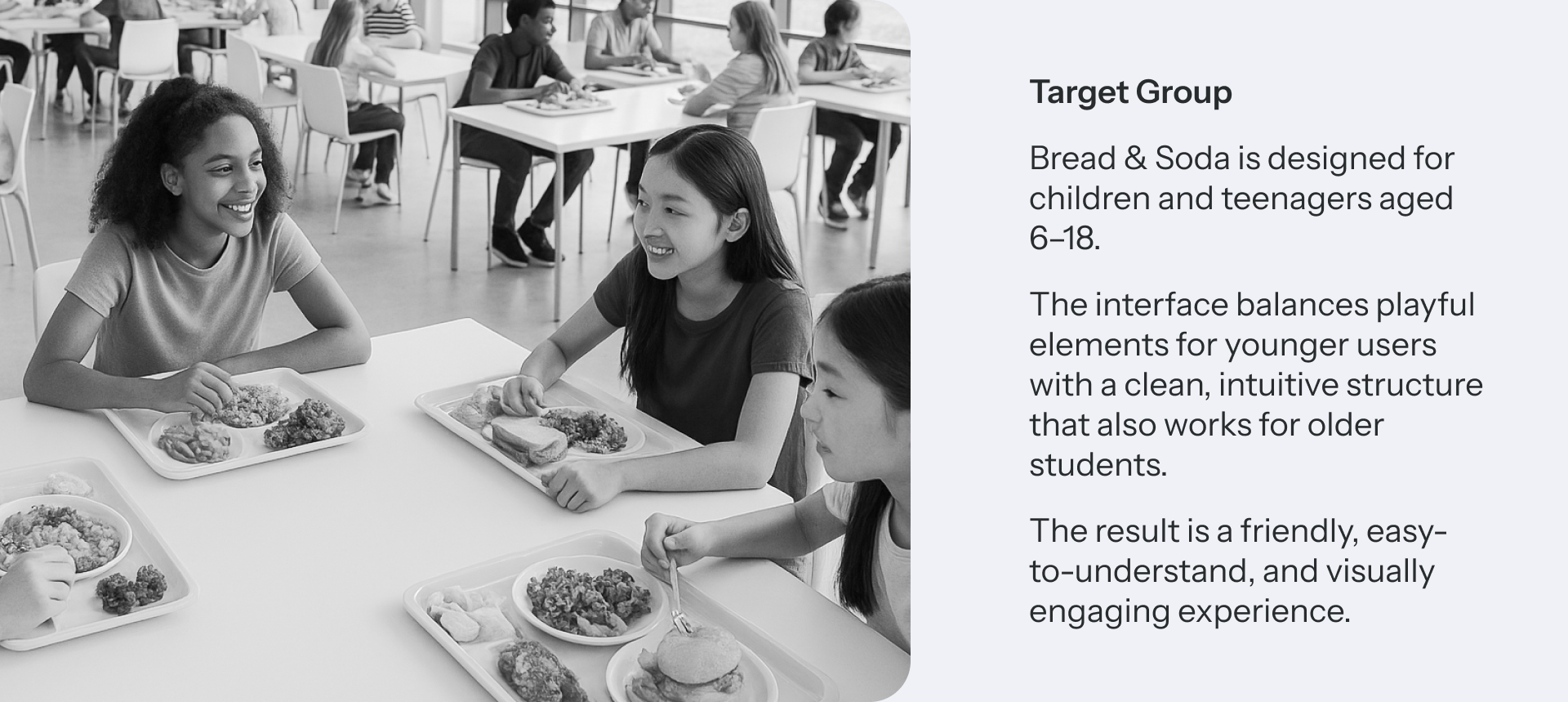 Mobile App Design Concept - screen of a mobile app for ordering school meals