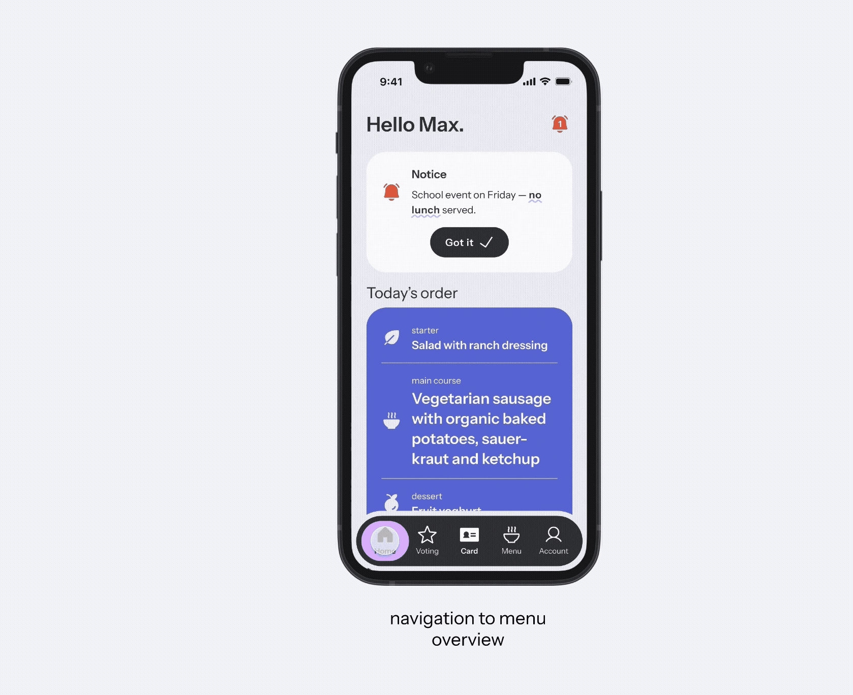 Animated interaction concept for the mobile app