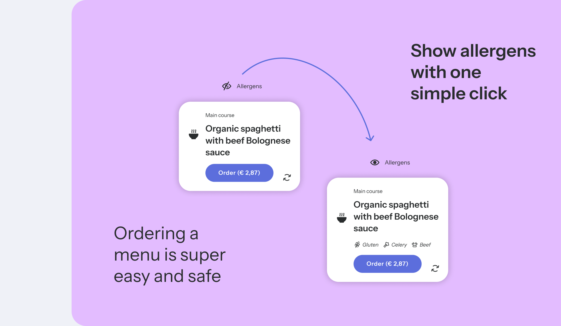 Mobile App Design Concept - screen of a mobile app for ordering school meals