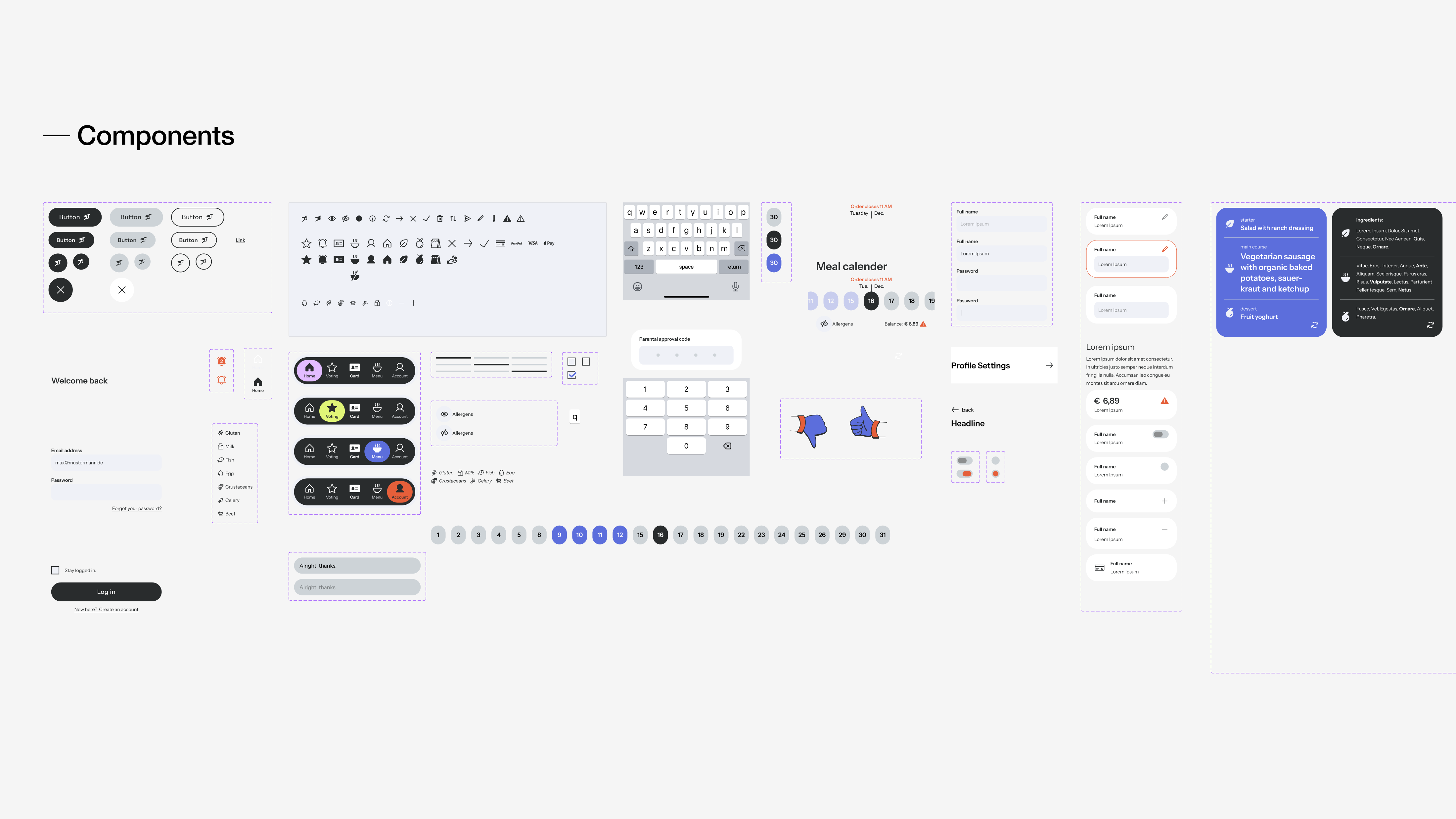 Mobile App Design Concept - screen of a mobile app for ordering school meals