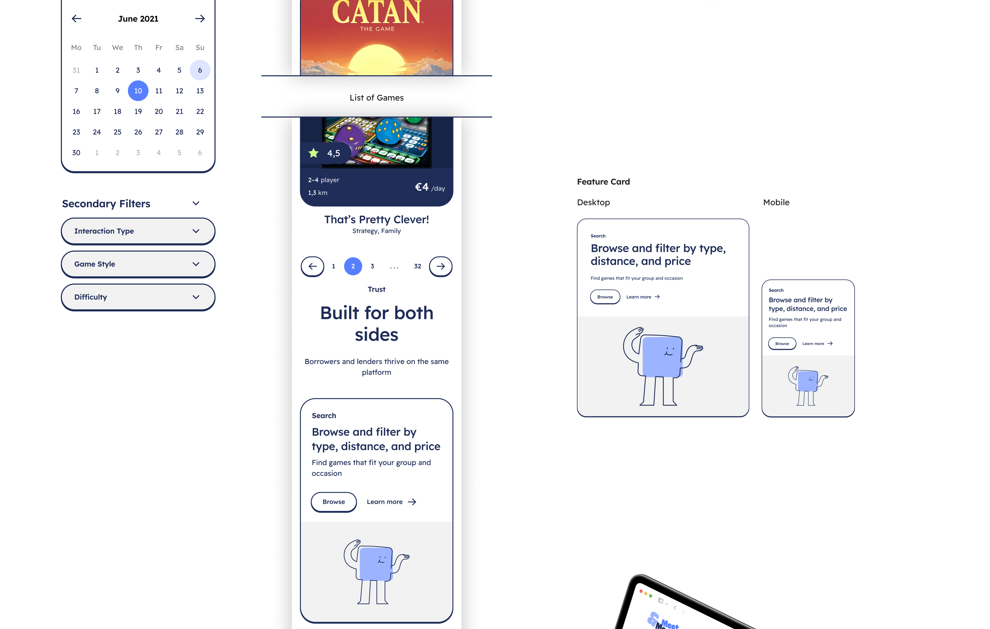 Responsive Design Concept - screens of a games platform website