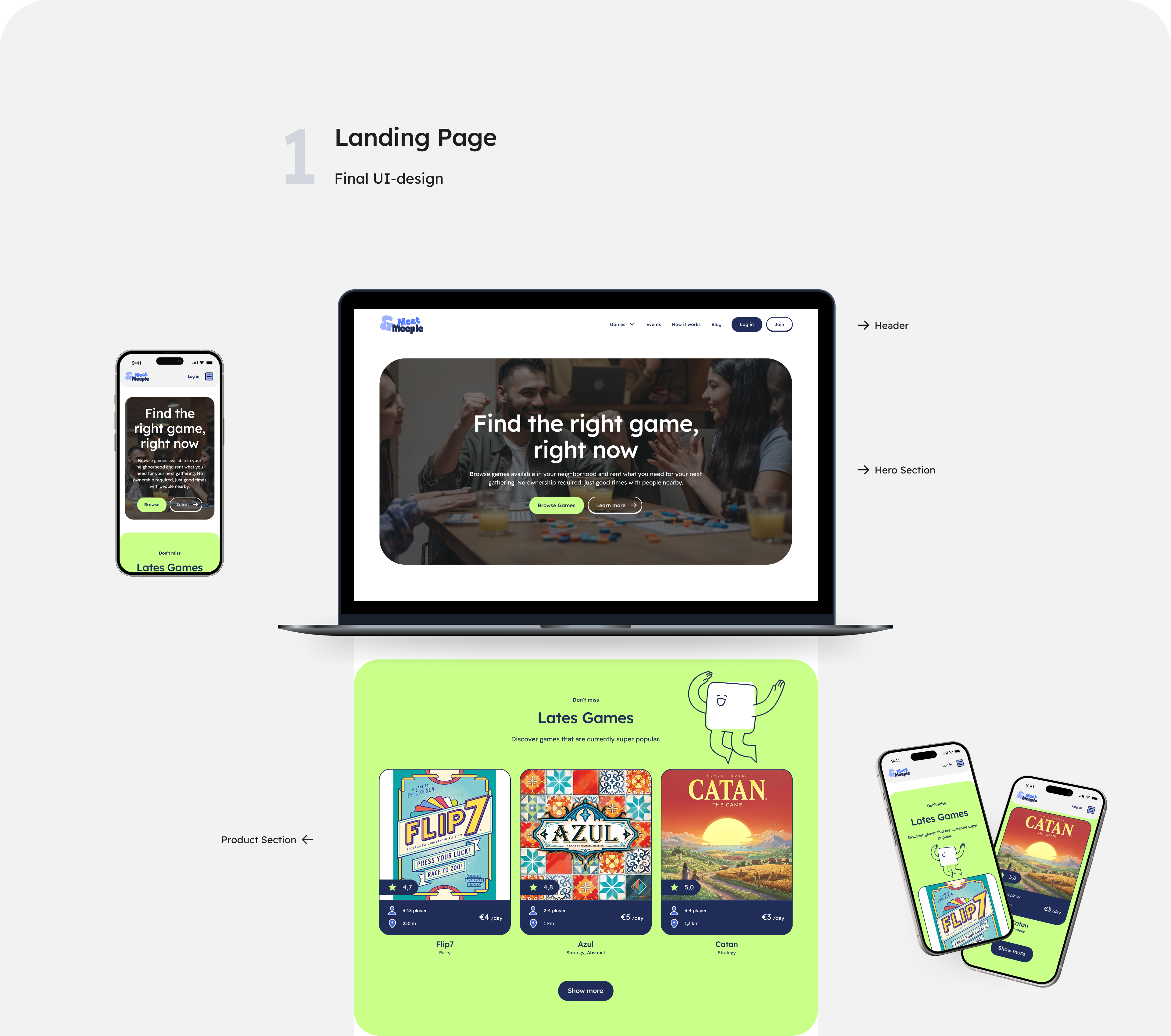 Responsive Design Concept - screens of a games platform website
